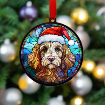 Cavapoo Blonde In Santa Hat Suncatcher Decoration, 4 of 6
