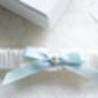 Satin Bridal Wedding Garter With 'Something Blue Bow', thumbnail 2 of 2