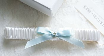 Satin Bridal Wedding Garter With 'Something Blue Bow', 2 of 2
