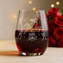 Bows And Hearts Valentine's Or Anniversary Stemless Glass With Red Heart Gift Set, thumbnail 3 of 7