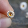 Orange Daisy Sapphire Stud Earring, thumbnail 4 of 4