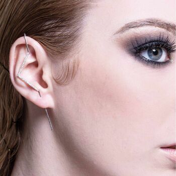 Gold Plated Silver Zig Zag Zirconia Minimalist Ear Cuff Earring, 2 of 4
