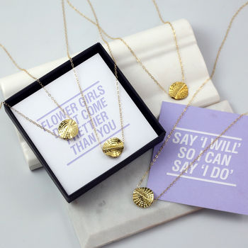 Say 'I Will' So I Can Say 'I Do' 24 K Gold Fan Necklace, 8 of 11