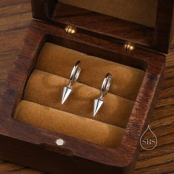 Dangling Spike Dagger Huggie Hoop Earrings, 7 of 12