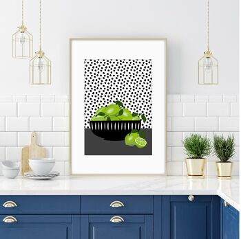 Limes In Stripey Bowl Print, 3 of 7