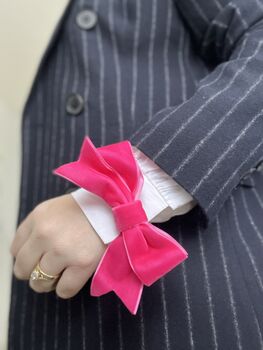 Velvet Bow No Sew Button Cover Cufflinks, 2 of 2