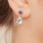Blue Topaz And Sapphire Silver Stud Back Drop Earrings, thumbnail 4 of 6