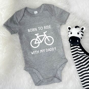 Born To Ride With Daddy Cycling Babygrow, 6 of 11