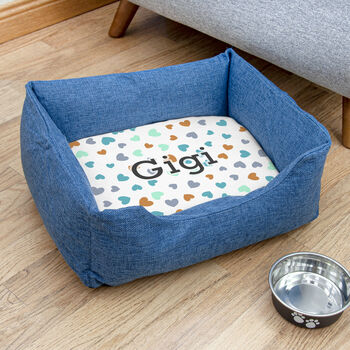 Personalised Luxury Blue Comfort Dog Bed, 2 of 12