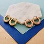 High Polished Gold Plated Sterling Silver Ridged Hoop Earring, thumbnail 6 of 7