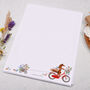 A4 Letter Writing Paper With Cycling Fox And Robin, thumbnail 3 of 4