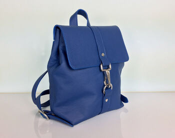 Handcrafted Small Royal Blue Backpack, 5 of 6