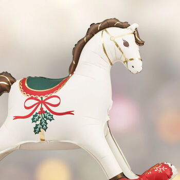 Festive Red And Green Foil Rocking Horse Balloon, 5 of 5