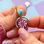 Blooming Flower Enamel Charm Turning Fidget Necklace, thumbnail 9 of 10