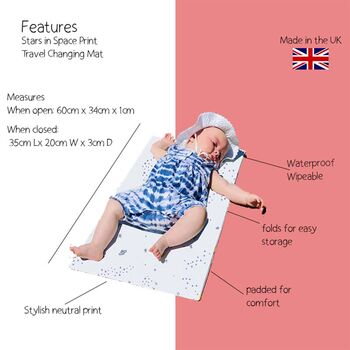 Stars Travel Changing Mat | Portable Baby Changing Mat, 4 of 4