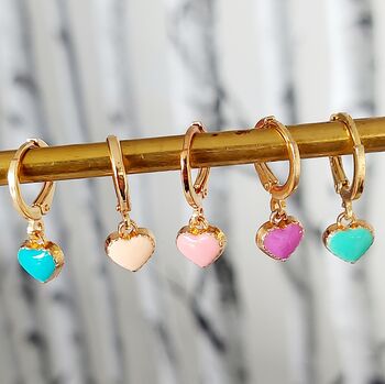 Colourful Heart Hoop Earrings, 4 of 8