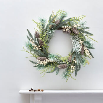 Luxury White Berry And Fir Cone Wreath, 6 of 6