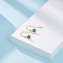 Tiny Emerald Green Cz Drop Earrings In Sterling Silver, thumbnail 3 of 9