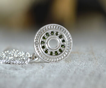 Pave Green Tourmaline Necklace In Sterling Silver, 2 of 5