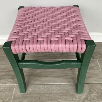 Upcycled 70's Woven Stools With Felted Merino Wool, 5 of 12