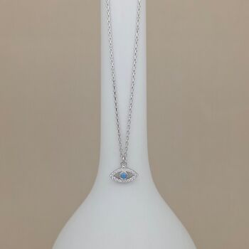 Sterling Silver And Cz Evil Eye Necklace, 2 of 3