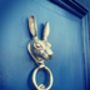 Brass Hare Door Knocker Nickel Finish, thumbnail 1 of 8