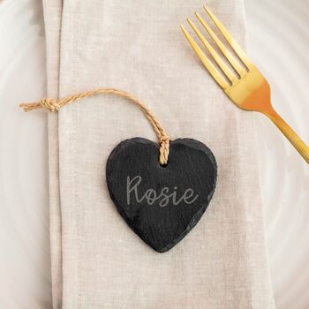 Personalised Slate Heart Christmas Decoration Or Favour, 2 of 2