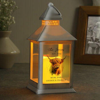 Personalised Highland Cow Lantern For New Home, 3 of 3