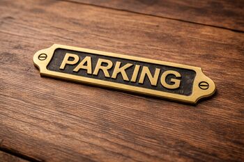 Custom Parking Brass Plaque With Black Finish, 5 of 5
