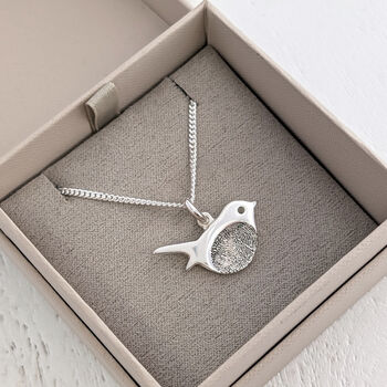 Silver Fingerprint Robin Charm, 4 of 6