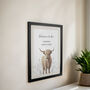 Personalised Highland Cow Black Poster Frame, thumbnail 2 of 4