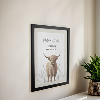 Personalised Highland Cow Black Poster Frame, 2 of 4