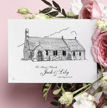 Wedding Venue Black And White Hand Drawn Illustration, 2 of 2