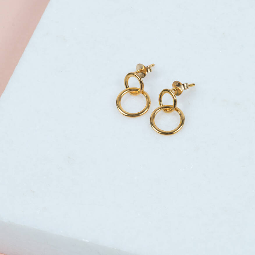 Kelso Yellow Gold Plated Interlinking Rings Earrings By Auree Jewellery ...
