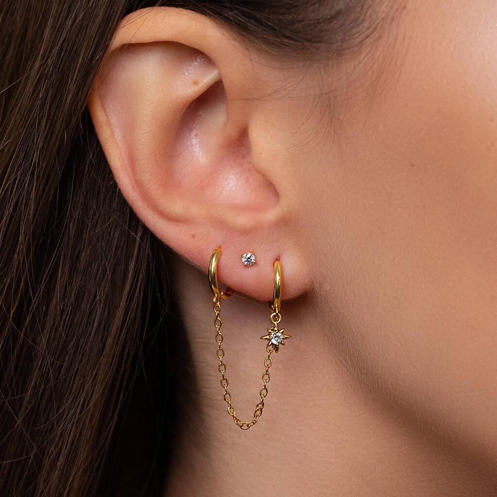 Gold Dangling Earrings, Chained Earrings, Jewellery Gift For Her, 1 of 7