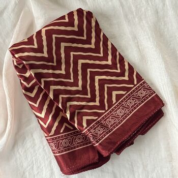 Ajrakh Print Mashru Cotton Silk Scarf, Indian Print, 6 of 12