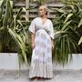 'Heather' White And Gold Indian Print Batwing Crepe Dress, thumbnail 5 of 9