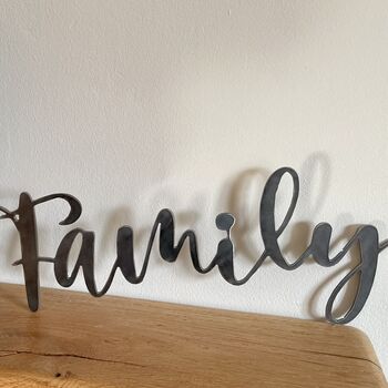 'Family' Metal Word Sign Wall Art Decoration, 7 of 9