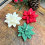 Christmas Poinsettia Flower Tealight Candles Set Of Three, thumbnail 9 of 9