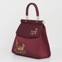 Fox And Mushroom Embroidered Burgundy Satin Tote, thumbnail 3 of 7