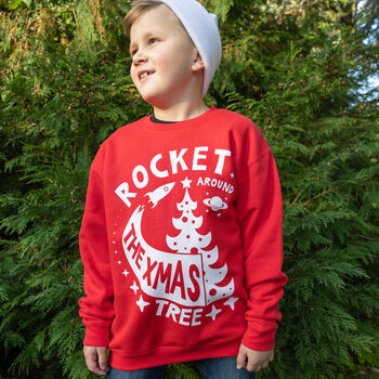 Rocket Around The Christmas Tree Boys' Christmas Jumper, 4 of 4