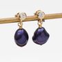 Purple Freshwater Pearl Drop Earrings, thumbnail 1 of 5