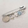 Beach Theme Wedding Bridal Charm Gift | Something Old, New, Borrowed, Blue | Aquamarine Stones | Engraved Wedding Gift For Bride To Be, thumbnail 7 of 9