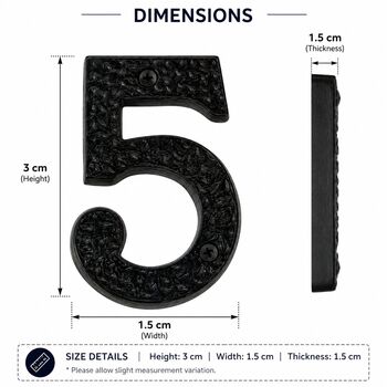 Black Solid Brass House Number Five Plaque, 7 of 8