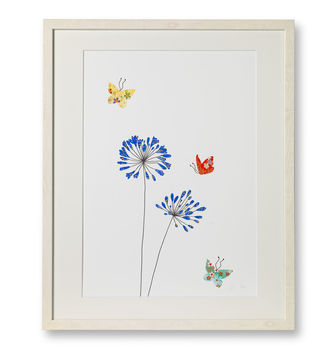 Agapanthus And Butterflies Art Print, 2 of 2