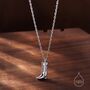 Sterling Silver Cute Little Cowboy Boot Pendant Necklace, thumbnail 1 of 11