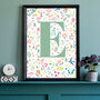 Custom Floral Initials Baby Letter Personalised Art Print, thumbnail 3 of 5