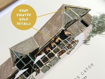 Personalised Hand Drawn Wedding Venue Art Print, 4 of 6
