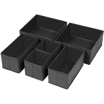 Set Of Six Black Foldable Fabric Storage Boxes, 5 of 7