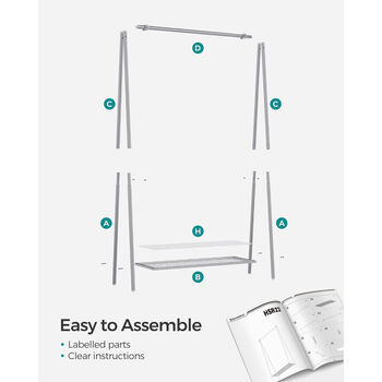 Clothes Rack Garment Rack With Hanging Rail And Shelf, 6 of 9